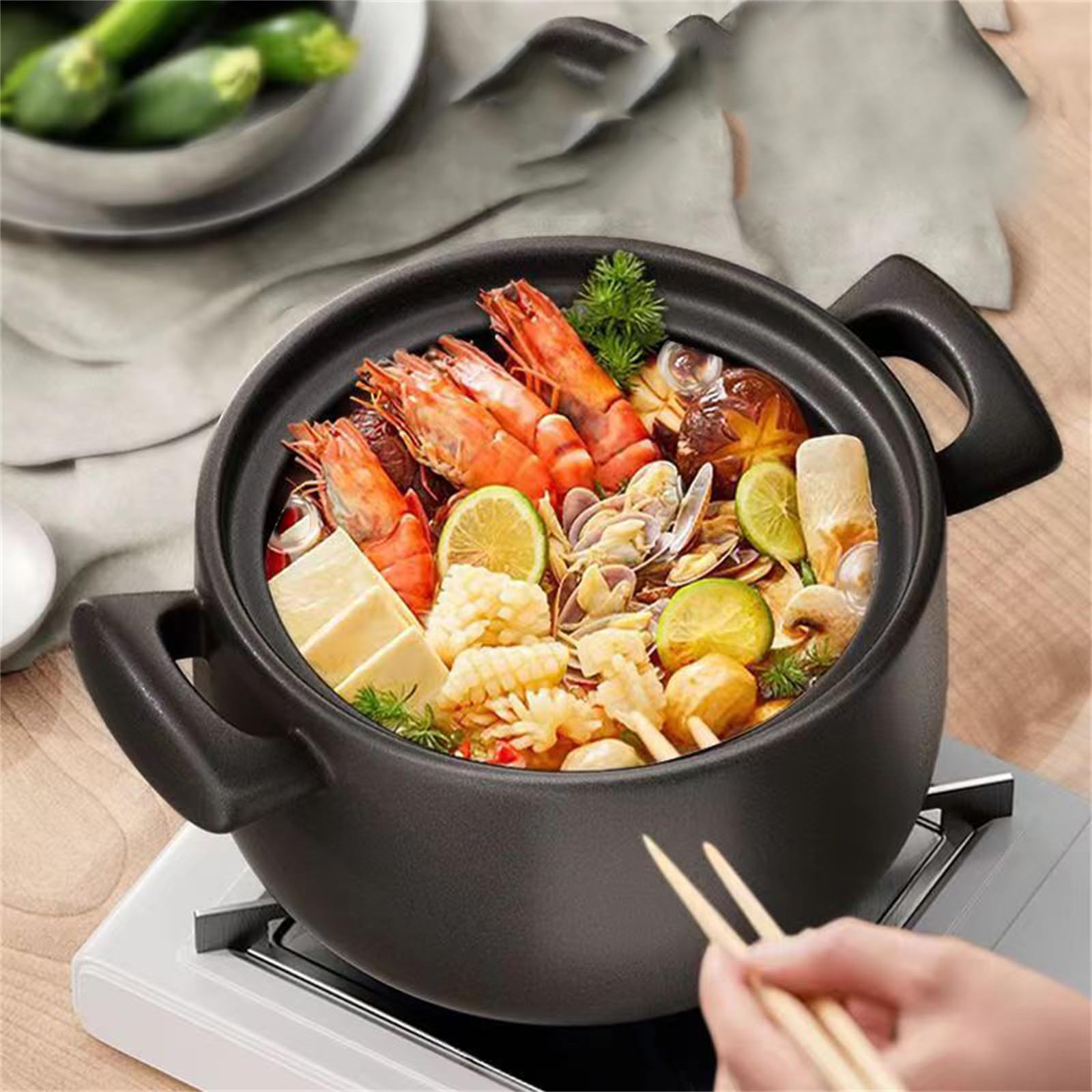 Amazon.com: Clay Pot for Cooking,1.9 Quart Black Ceramic Pot for